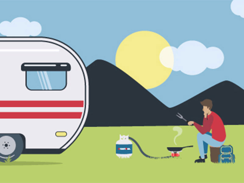 RV camping illustration.